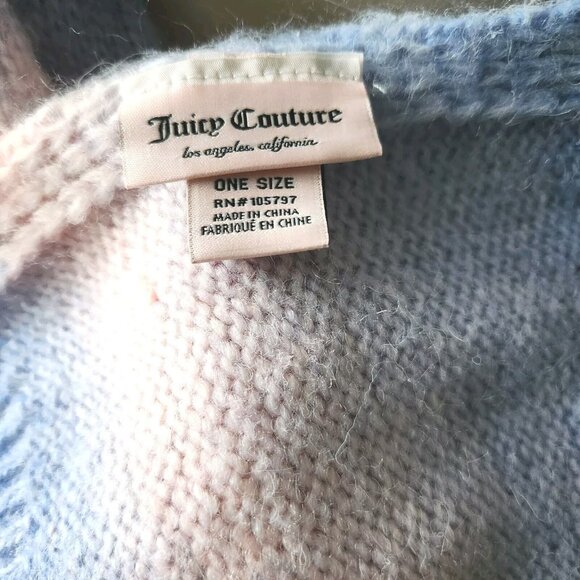 Juicy Couture Knitted Scarf Shawl Pastel Striped Acrylic OS 65"×12" - Picture 5 of 11